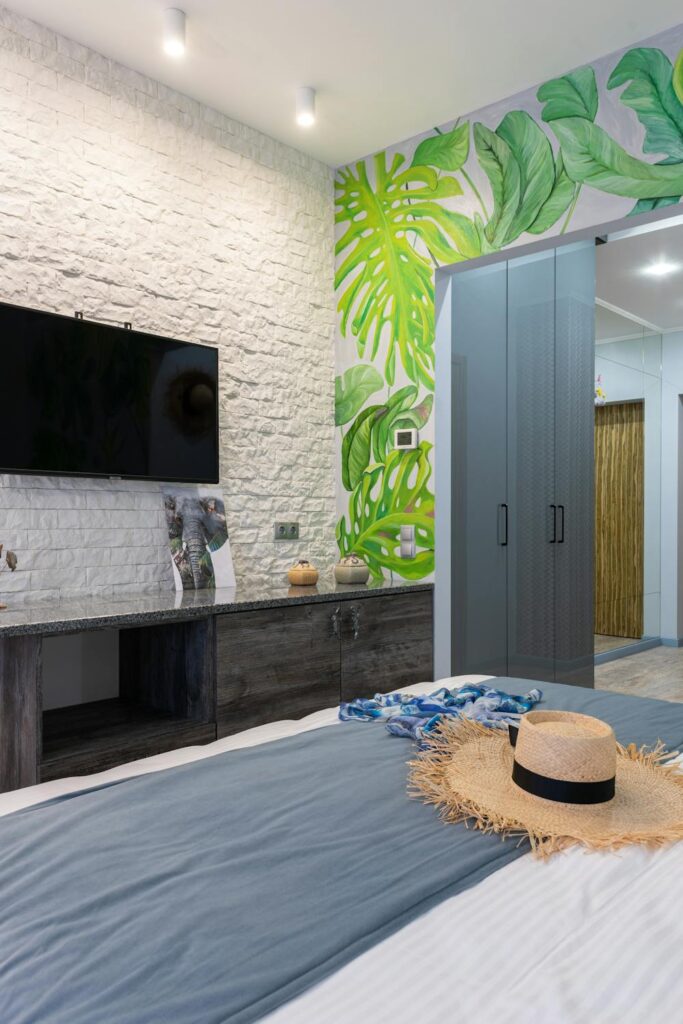 Wallpaper makes for a budget-friendly decor idea